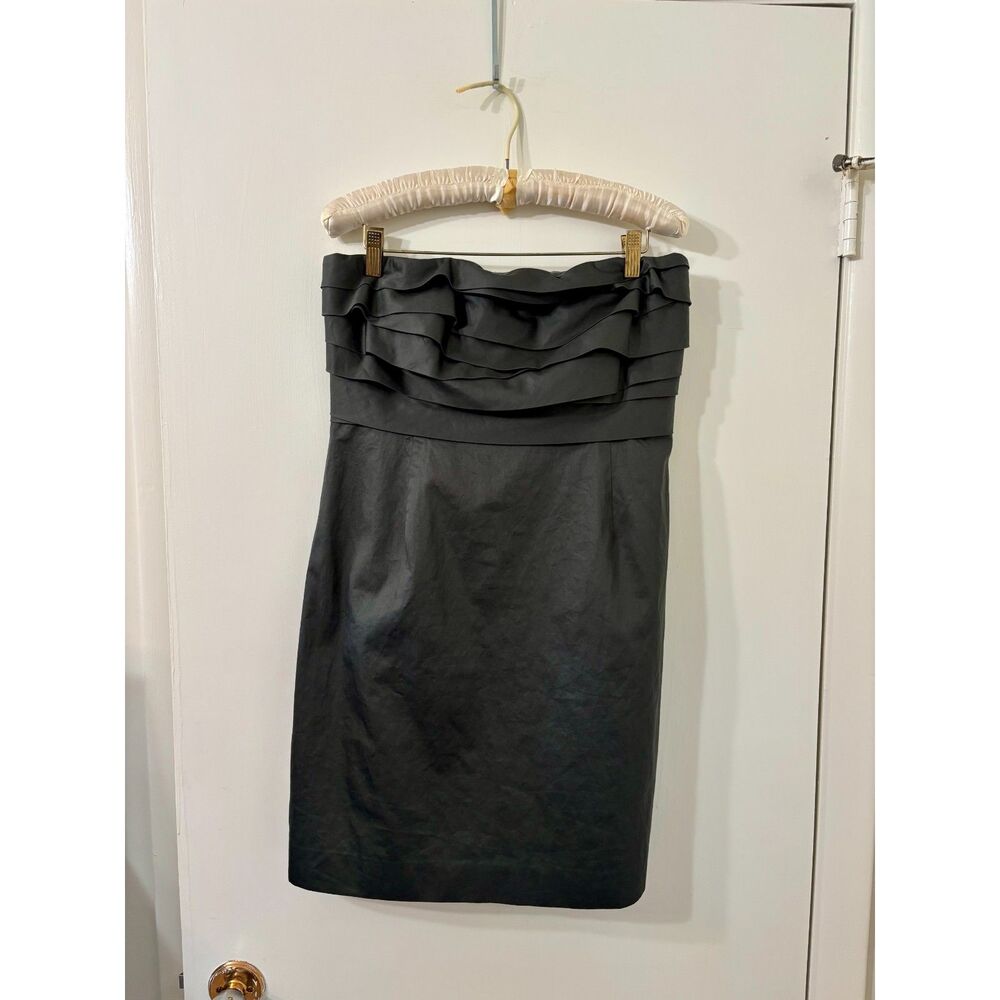 J.Crew Womens Size 10 Cotton Strapless Charcoal Gray Wave Tier Bodice Mini Dress